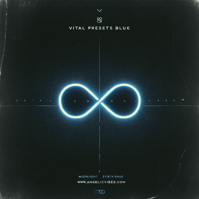Vital Presets Blue by AngelicVibes cover art featuring a glowing blue infinity symbol on a dark background with subtle grid lines and text.