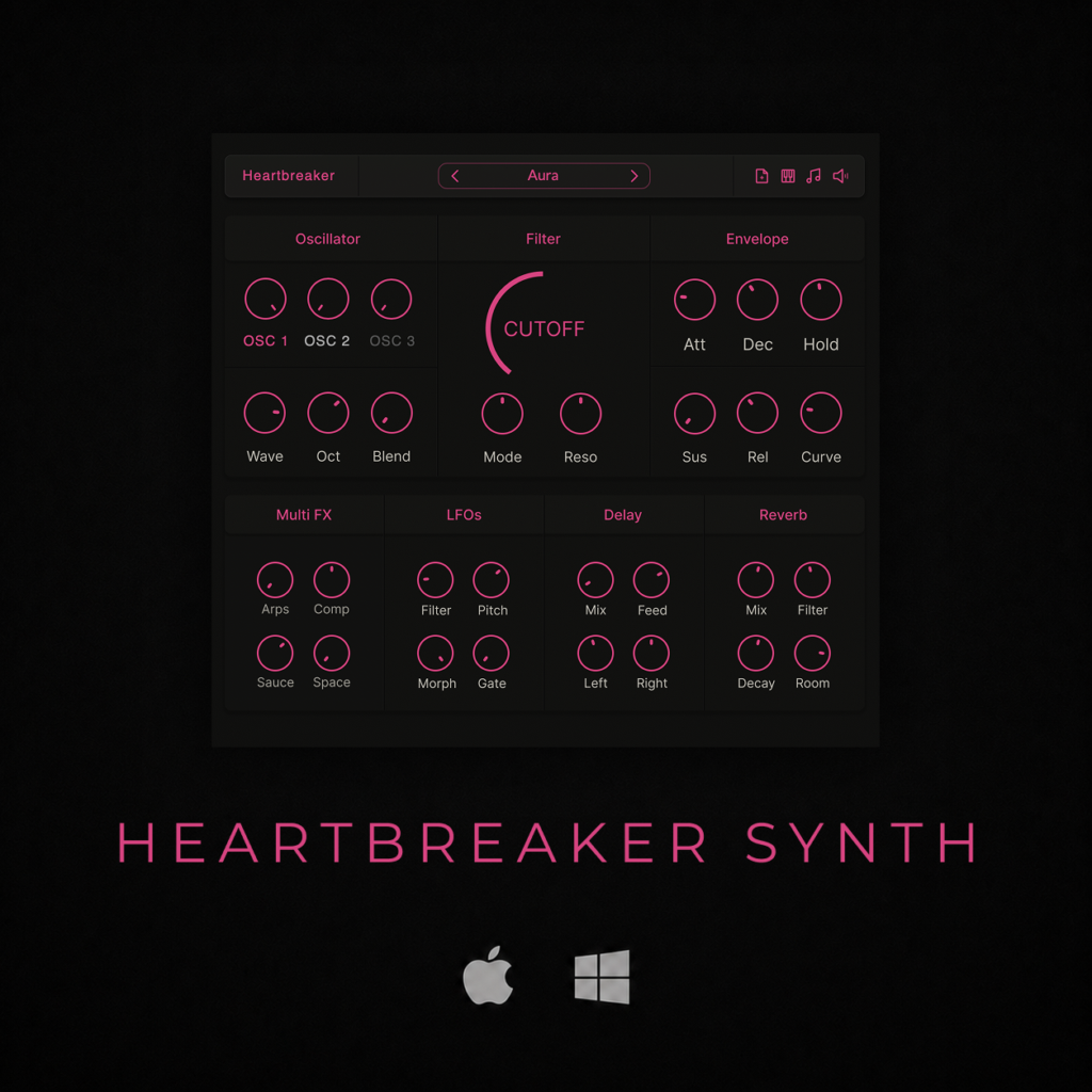 Heartbreaker Synth artwork for the free VST synth plugin by AngelicVibes.