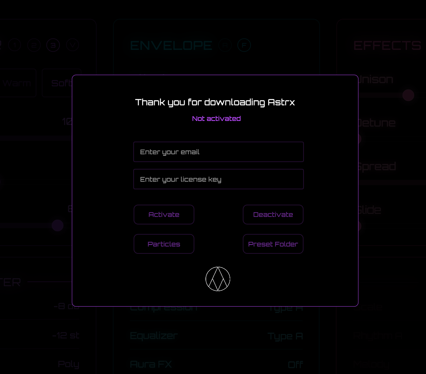 Astrx Synth Main Menu