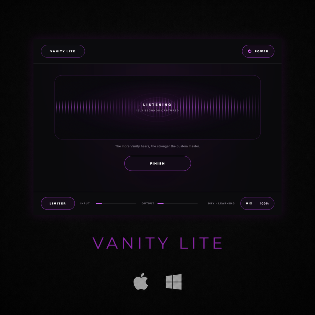 Artwork for Vanity Lite free mastering plugin